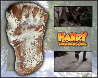 Bigfoot Footprint Maker
The Henderson family adopt a friendly Sasquatch but have a hard time trying to keep the legend of â€œBigfootâ€ a secret. From the 1987 famly comedy Harry and the Hendersons, this is one of the resin Bigfoot Makers seen multiple times in the film. First when George Henderson (John Lithgow) visits a Bigfoot-devoted museum run by Dr. Wallace Wrightwood (Don Ameche) to get answers about the Sasquatch living in the Hendersons' home. There are multiple foot print castings seen around the shop on the walls. The main scene it was used for is when George and his family wear these foot print makers to confuse the Sasquatch hunter Jacques Lafleur (David Suchet). The family wears the foot print makers stamping different tracks of foot print in the snow around the forest area to making Lafleurâ€™s search for Harry impossible.
Keywords: Bigfoot Footprint Maker