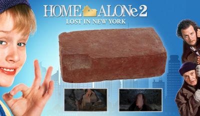 Stunt Brick
One year after Kevin McCallister (Macaulay Culkin) was left home alone and had to defeat a pair of bumbling burglars, he accidentally finds himself stranded in New York City and the same criminals are not far behind. From the 1992 classic Home Alone 2: Lost in New York, this is a stunt brick from the hilarious â€œGive it to meâ€ scene in which the â€œWet Banditsâ€ Are trying to capture Kevin and he throws bricks hitting Marv (Daniel Stern) from the top of an abandoned building.
Keywords: Stunt Brick