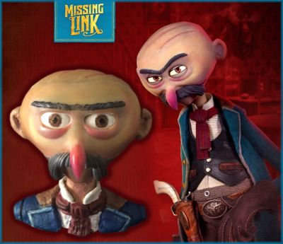 Willard Stenk Puppet Head
Mr. Link recruits explorer Sir Lionel Frost to help find his long-lost relatives in the fabled valley of Shangri-La. From the 2019 Laika stop motion film Missing Link, this is the head of the character Willard Stenk (voiced by Timothy Olyphant). Stenk is known as a bloodthirsty bounty hunter hired by Lord Piggot-Dunceby to stop Frost's quest. Proud of his hunting career, he finds sick pleasure in murdering living creatures even if it's a human and has hunted Sasquatch for 30 years or more. The head was mounted on a custom bust to have the likeness of the Character in the film.
Keywords: Willard Stenk Puppet Head
