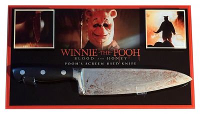 Winnie the Pooh's Knife
After Christopher Robin abandons them for college, Pooh and Piglet embark on a bloody rampage as they search for a new source of food. From the 2023 horror adaptation Winnie the Pooh: Blood and Honey, this is Poohâ€™s hero knife used throughout many scenes of the film and the only one used. The film reimagines a slasher thriller starring A. A. Milneâ€™s characters with the most popular of Milne's characters being the gentle Winnie the Pooh. With the original stories lapsing into the public domain, Pooh and Piglet end up going on a murderous rampage, steering away from their classic tales of charming adventures.
Keywords: Winnie the Pooh&#039;s Knife